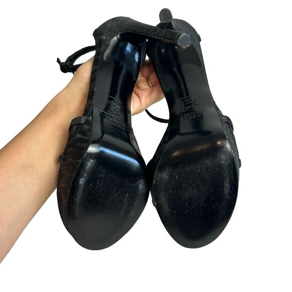 STUART WEITZMAN Heels Womens 8.5M Black Platform Ankle Strap Glitter Tizyou - Picture 12 of 12
